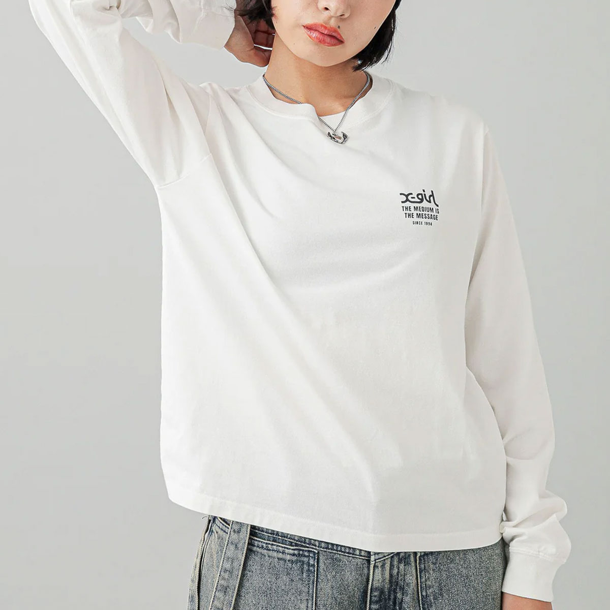 20%OFF ۥå T ĹµT ե Хåץ 3 M L ȥ꡼ȿ͵֥ X-GIRL  | MESSAGE AND FACE L/S TEE105251011014