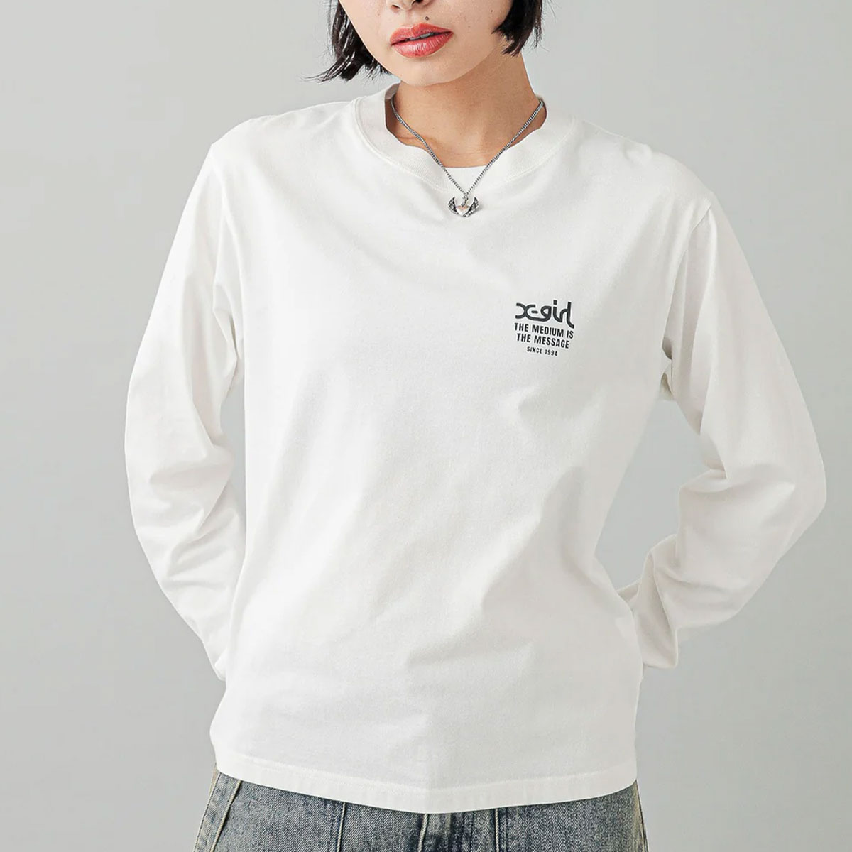 20%OFF ۥå T ĹµT ե Хåץ 3 M L ȥ꡼ȿ͵֥ X-GIRL  | MESSAGE AND FACE L/S TEE105251011014