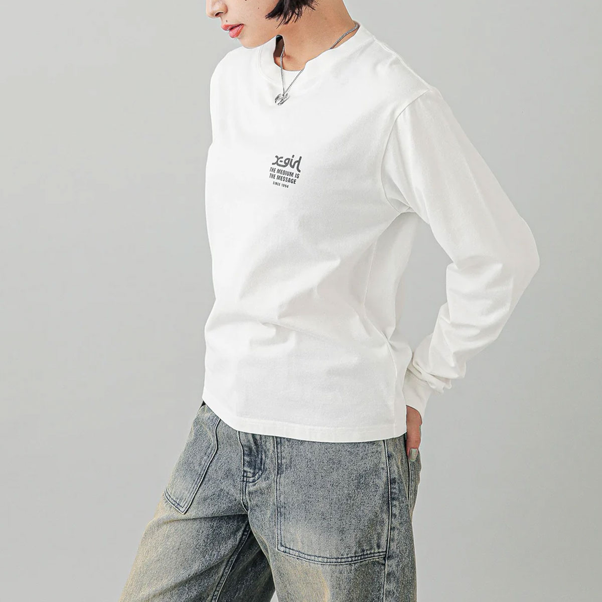 20%OFF ۥå T ĹµT ե Хåץ 3 M L ȥ꡼ȿ͵֥ X-GIRL  | MESSAGE AND FACE L/S TEE105251011014