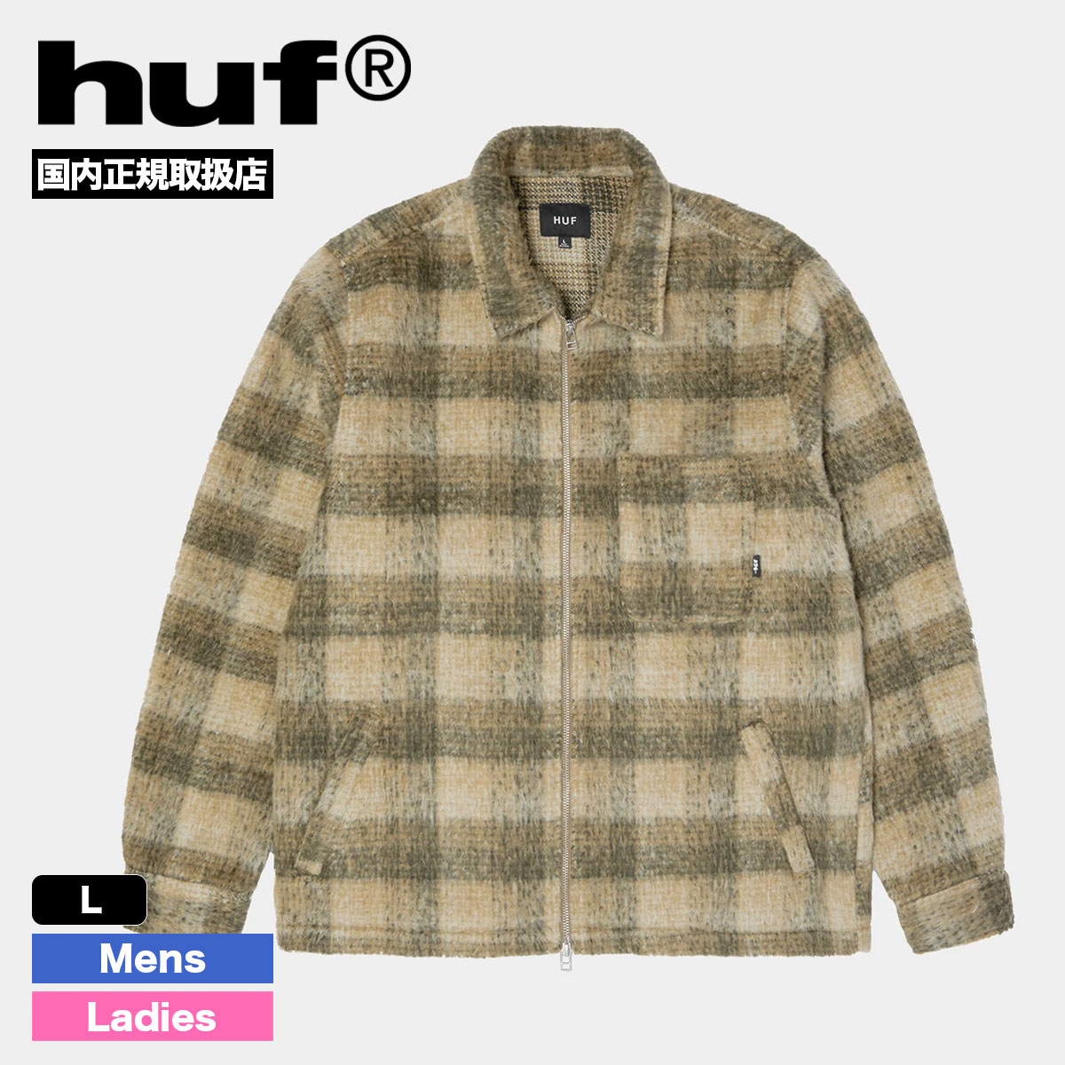 �ڿ��ե������HUF �ϥ� ���㥱�å� ��� ��ǥ����� �ե����ʡ� �����å� L �������ȥܡ��� ���������� �͵��֥��� ���� ���� 2025 | MEGABLAST PLAID JACKET��JK00485��