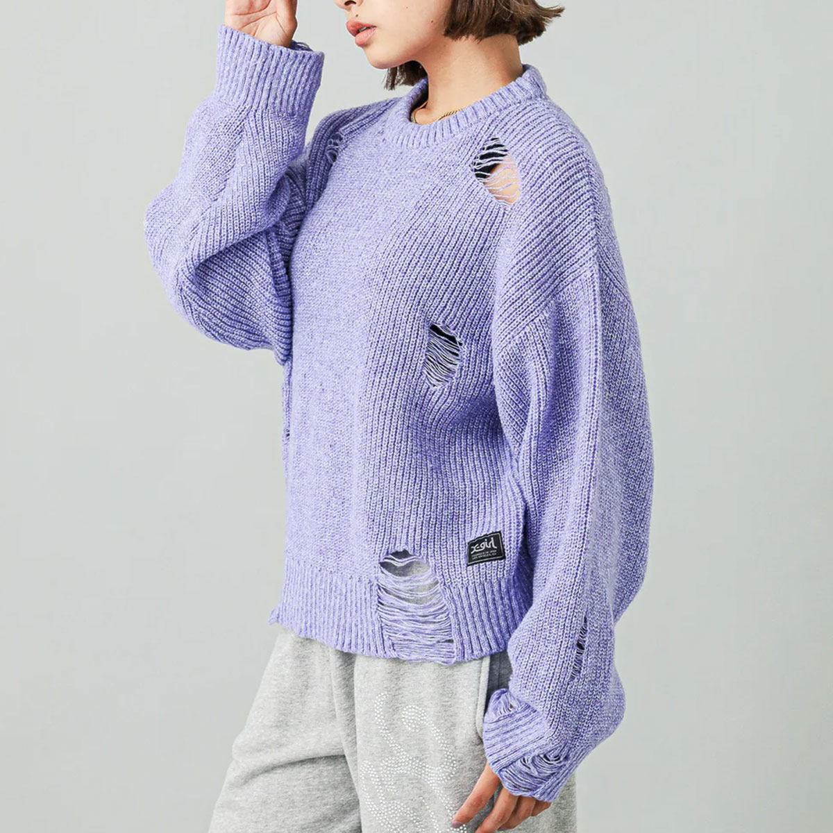 ��50%OFF ������ۥ��å��������� �˥åȥȥåץ� ����å���ǥ����� ���� ���͡��� ��2�� S M �͵��֥��� X-GIRL ���� | DISTRESSED KNIT TOP��105244015011��