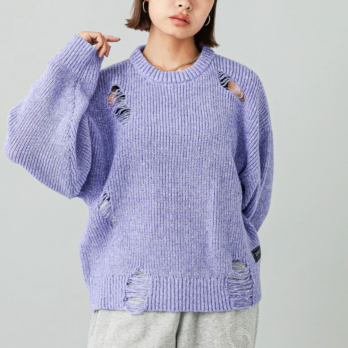 ��50%OFF ������ۥ��å��������� �˥åȥȥåץ� ����å���ǥ����� ���� ���͡��� ��2�� S M �͵��֥��� X-GIRL ���� | DISTRESSED KNIT TOP��105244015011��