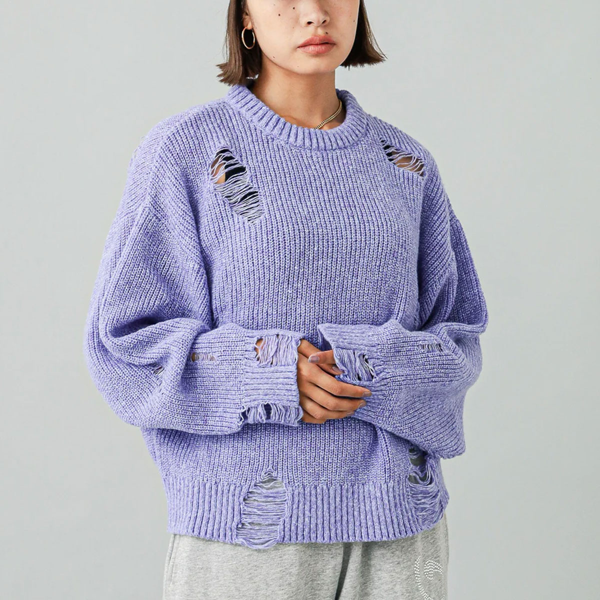 ��50%OFF ������ۥ��å��������� �˥åȥȥåץ� ����å���ǥ����� ���� ���͡��� ��2�� S M �͵��֥��� X-GIRL ���� | DISTRESSED KNIT TOP��105244015011��