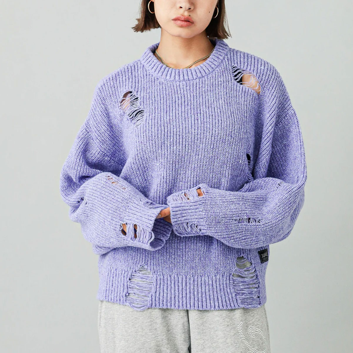 ��50%OFF ������ۥ��å��������� �˥åȥȥåץ� ����å���ǥ����� ���� ���͡��� ��2�� S M �͵��֥��� X-GIRL ���� | DISTRESSED KNIT TOP��105244015011��