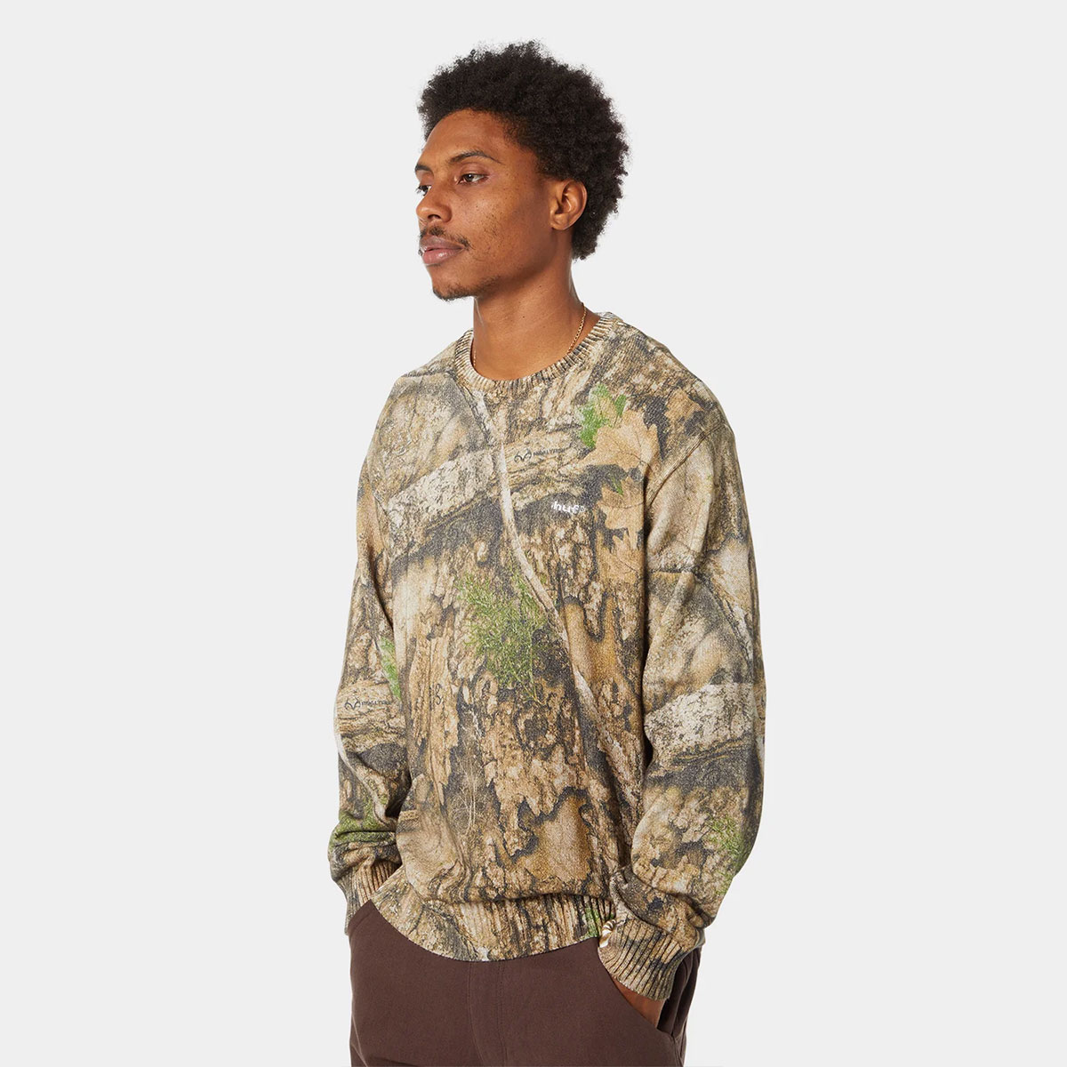 HUF �ϥ� �˥å� �ȥåץ� ��� �ꥢ��ĥ꡼ ���� L �������ȥܡ��� ���������� �͵��֥��� ���� ���� 2025 | REALTREE CREWNECK SWEATER��KN00562��