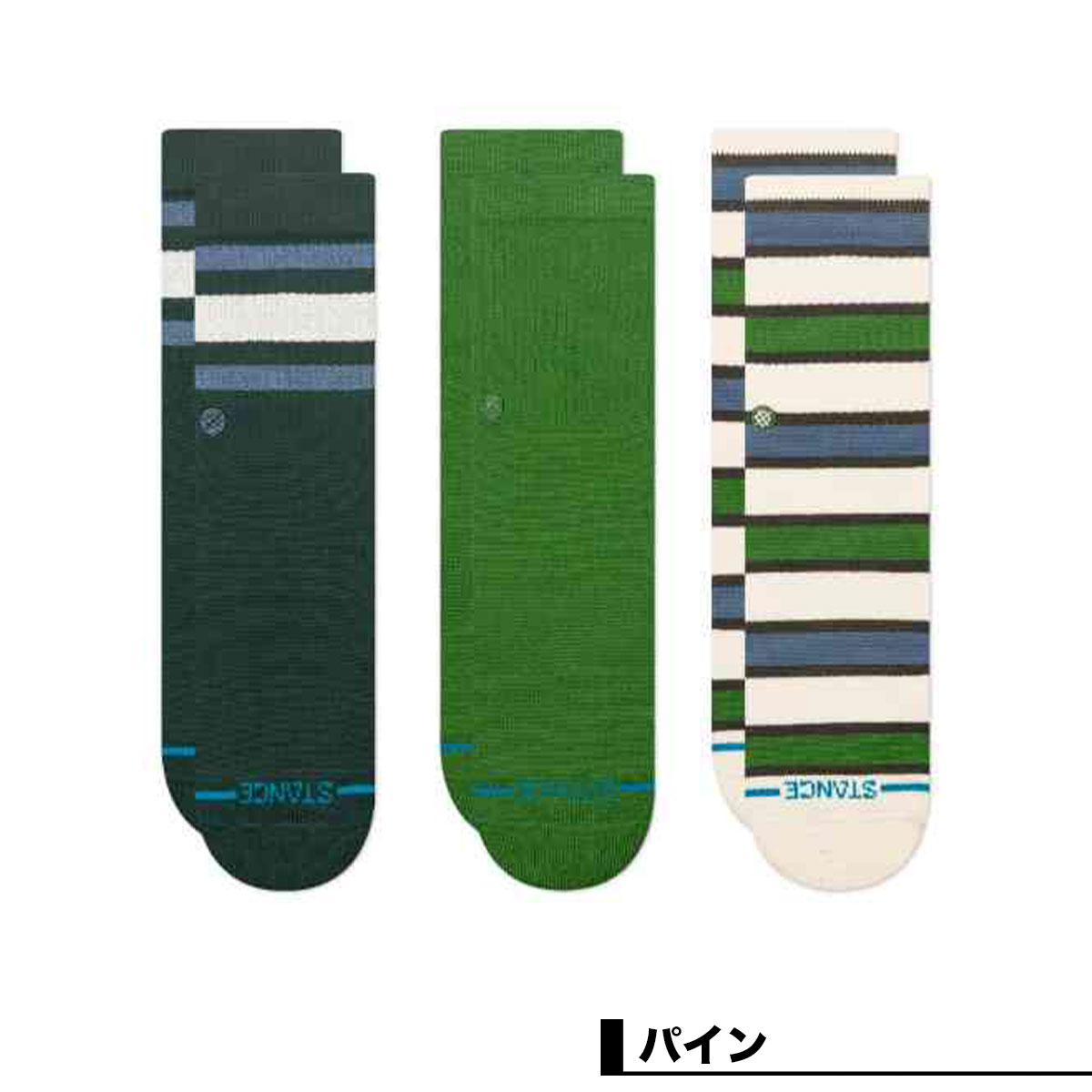 STANCE  ������ ���å� ���å��� �Ҷ� ���� 3­���å� �ǥ����� ���� ���åȥ� ������� ��ʪ 19.5-23.0cm ���롼 | BOYD CREW 3 PACK��K556A25KBC��