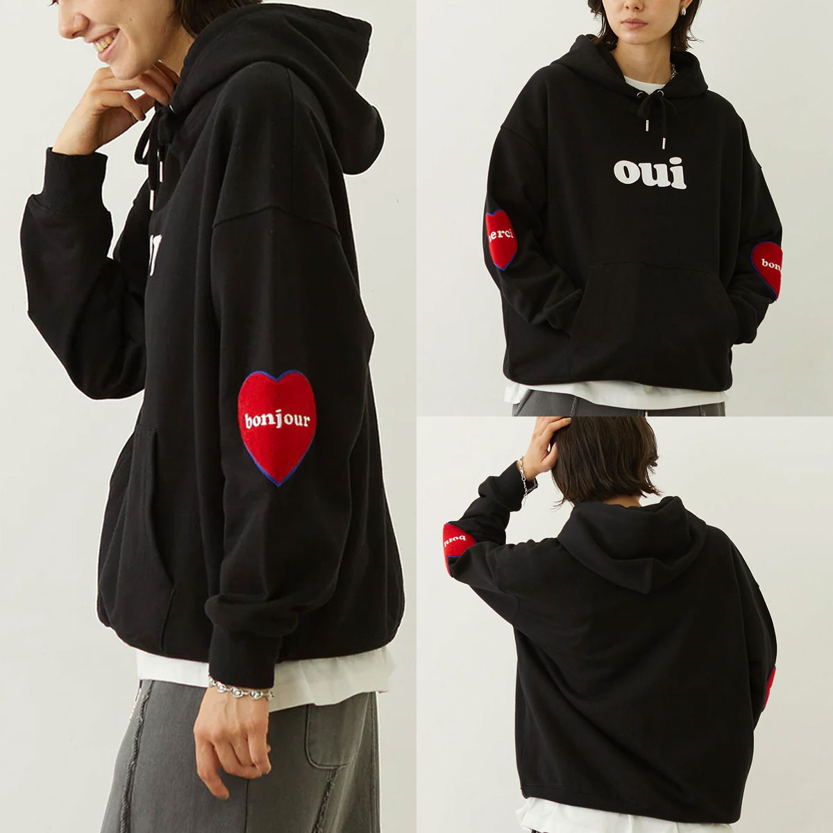 ߥ륯ե ǥ å ϡ ѥå ѡ OUI 2 M L ͵֥ MILKFED.  | HEART ELBOW PATCH SWEAT HOODIE103254012014
