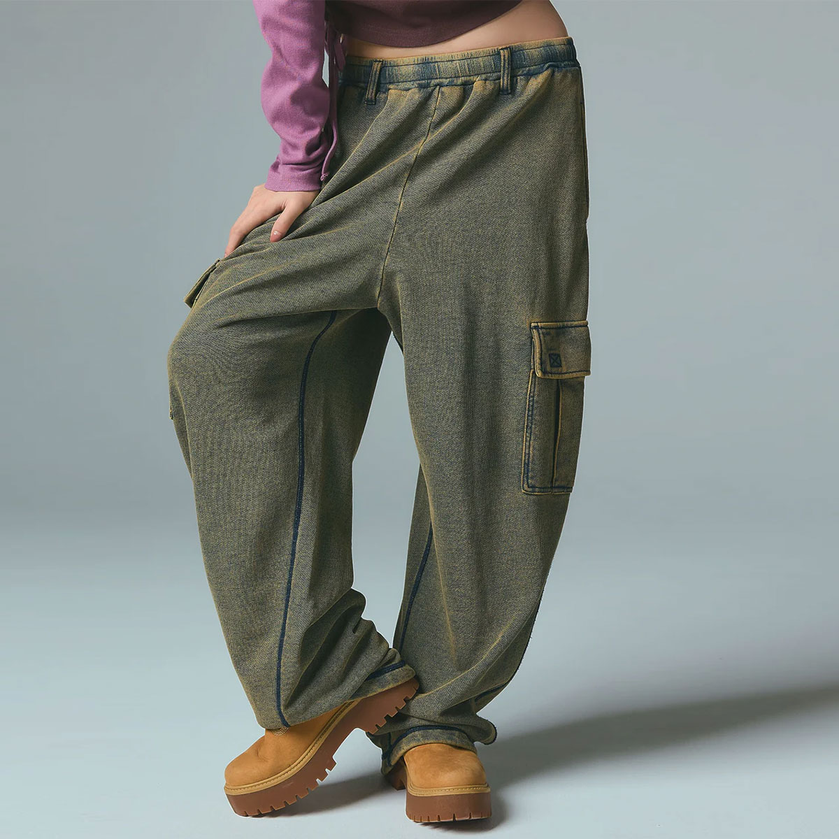 XGIRL | OVERDYED NUMBER PATCH CARGO SWEATPANTS��105261031004��