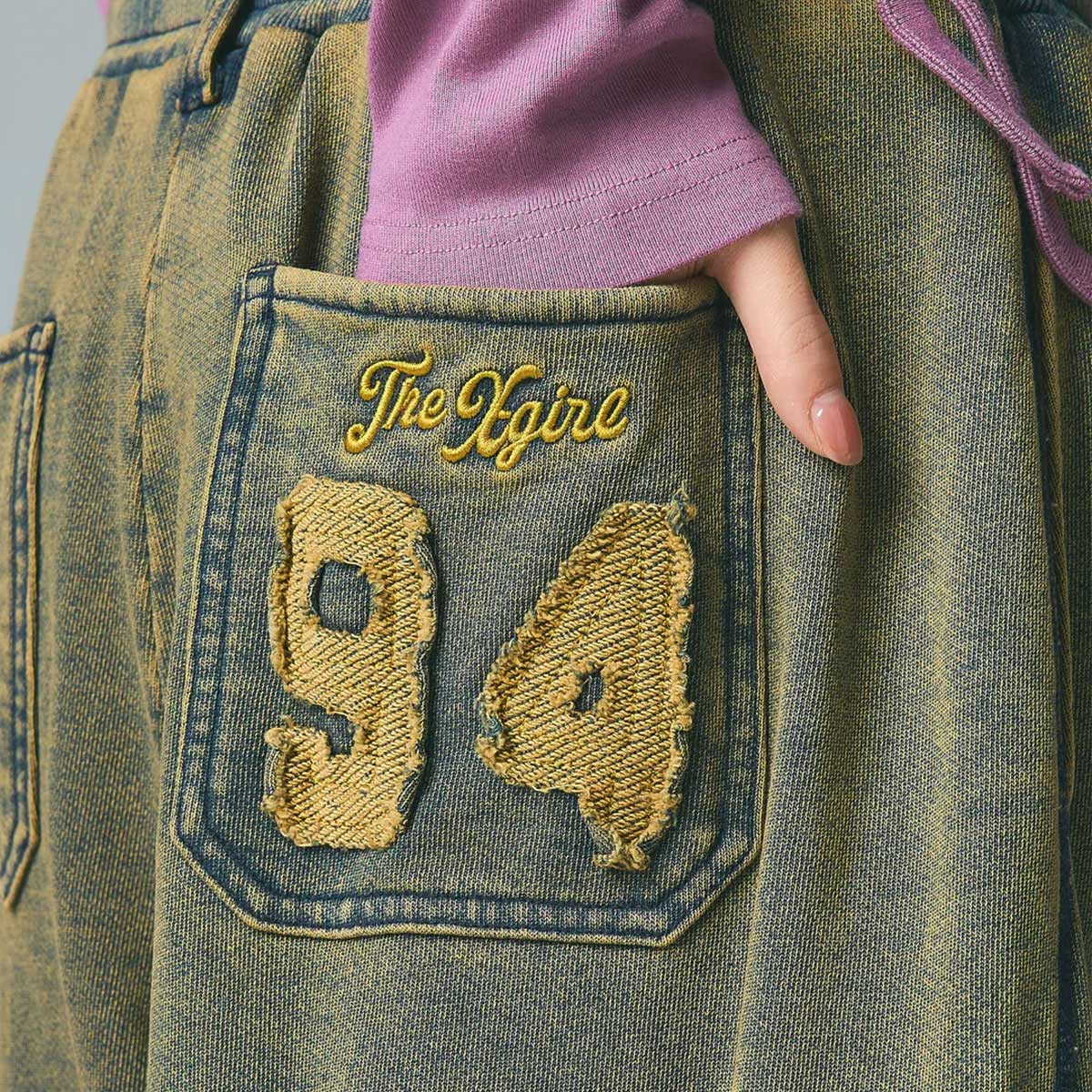 XGIRL | OVERDYED NUMBER PATCH CARGO SWEATPANTS��105261031004��