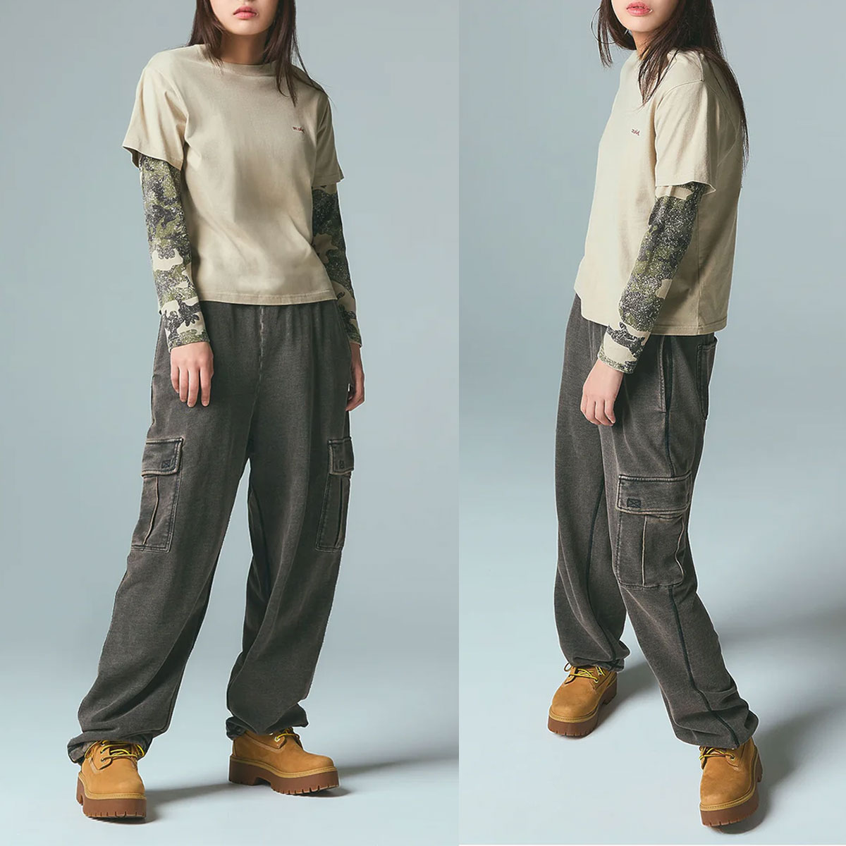 XGIRL | OVERDYED NUMBER PATCH CARGO SWEATPANTS��105261031004��
