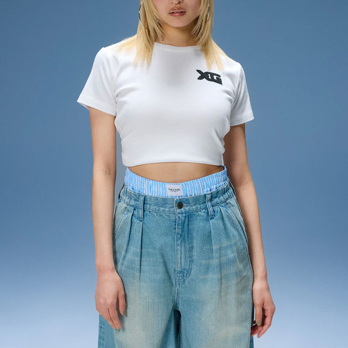  X-girl  | TUCK WIDE LEG DENIM PANTS��105262031017��