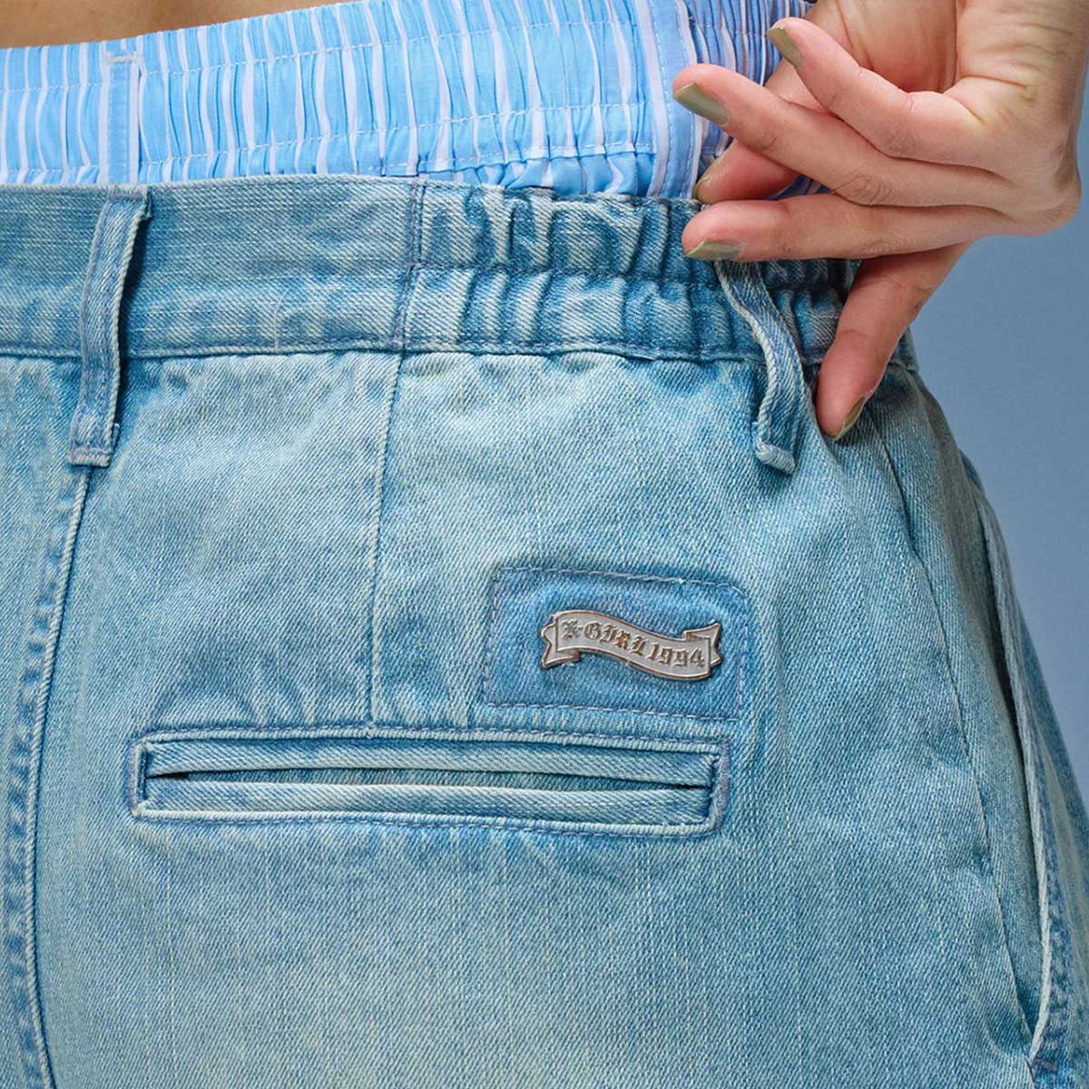  X-girl  | TUCK WIDE LEG DENIM PANTS��105262031017��