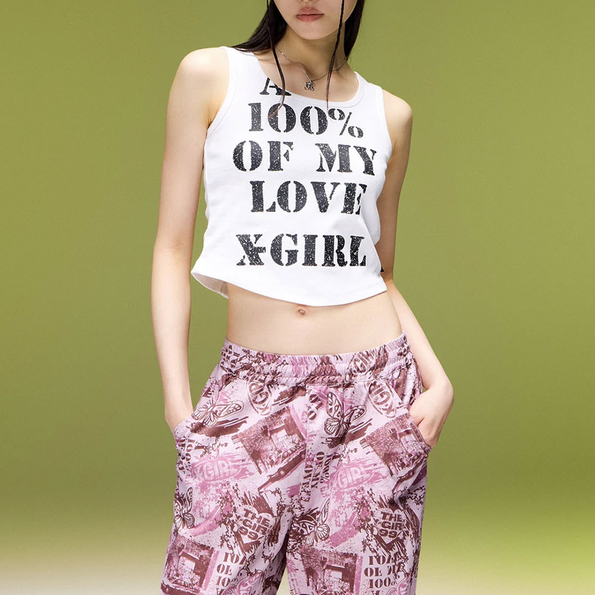 X-GIRL  | FACE LABEL POCKET EASY PANTS��105263031005��