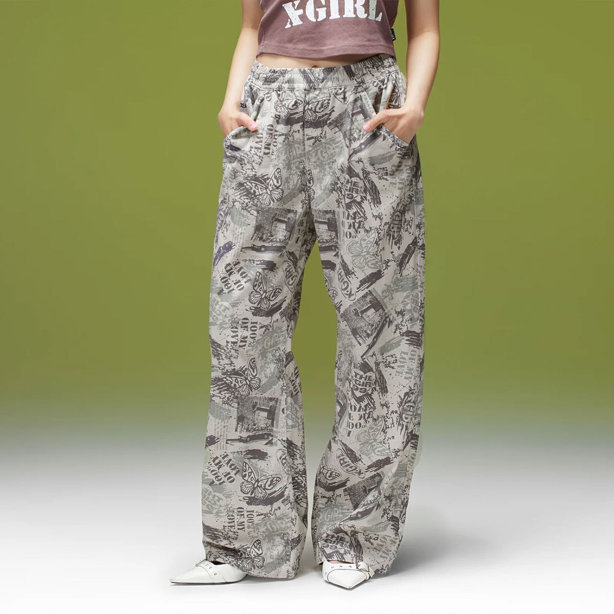 X-GIRL  | FACE LABEL POCKET EASY PANTS��105263031005��