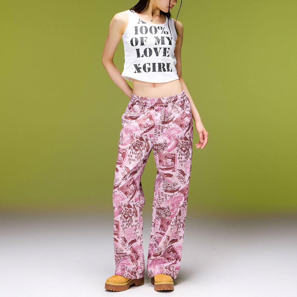 X-GIRL  | FACE LABEL POCKET EASY PANTS��105263031005��