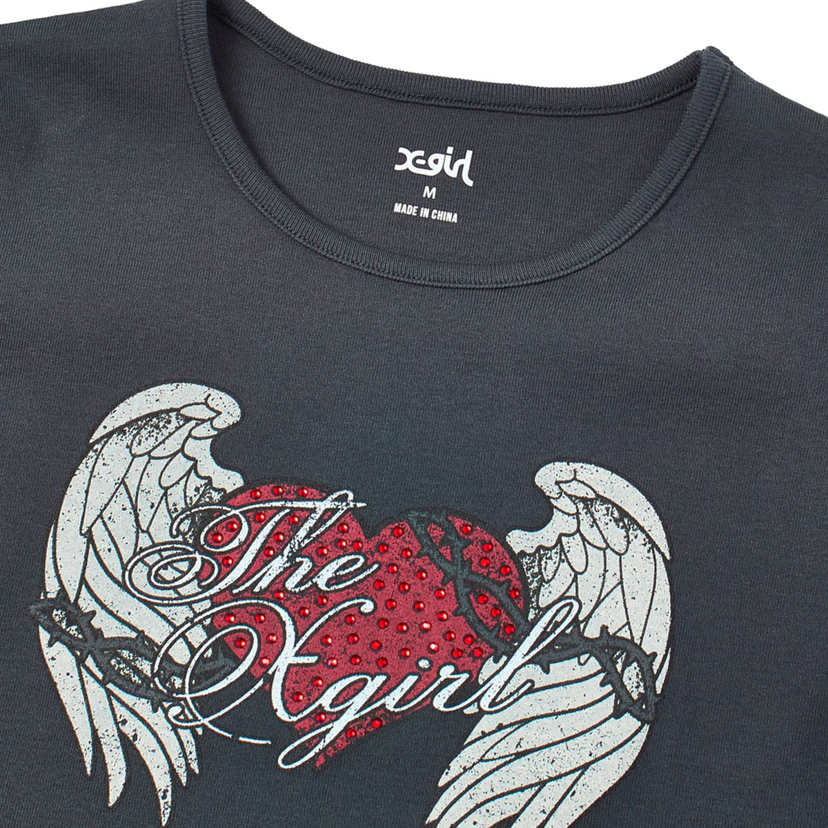 X-GIRL | RHINESTONE HEART AND WING S/S BABY TEE��105262011021��