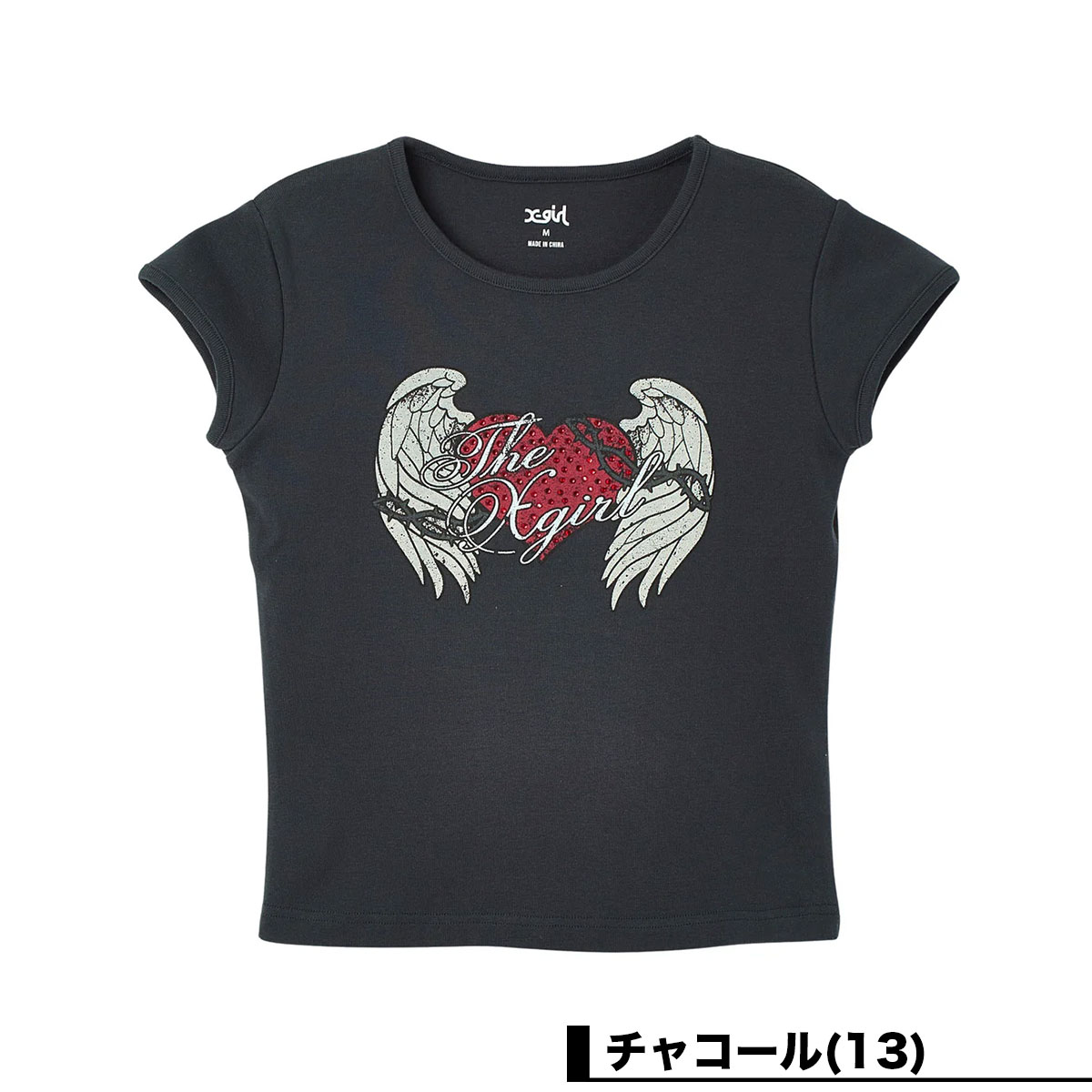 X-GIRL | RHINESTONE HEART AND WING S/S BABY TEE��105262011021��