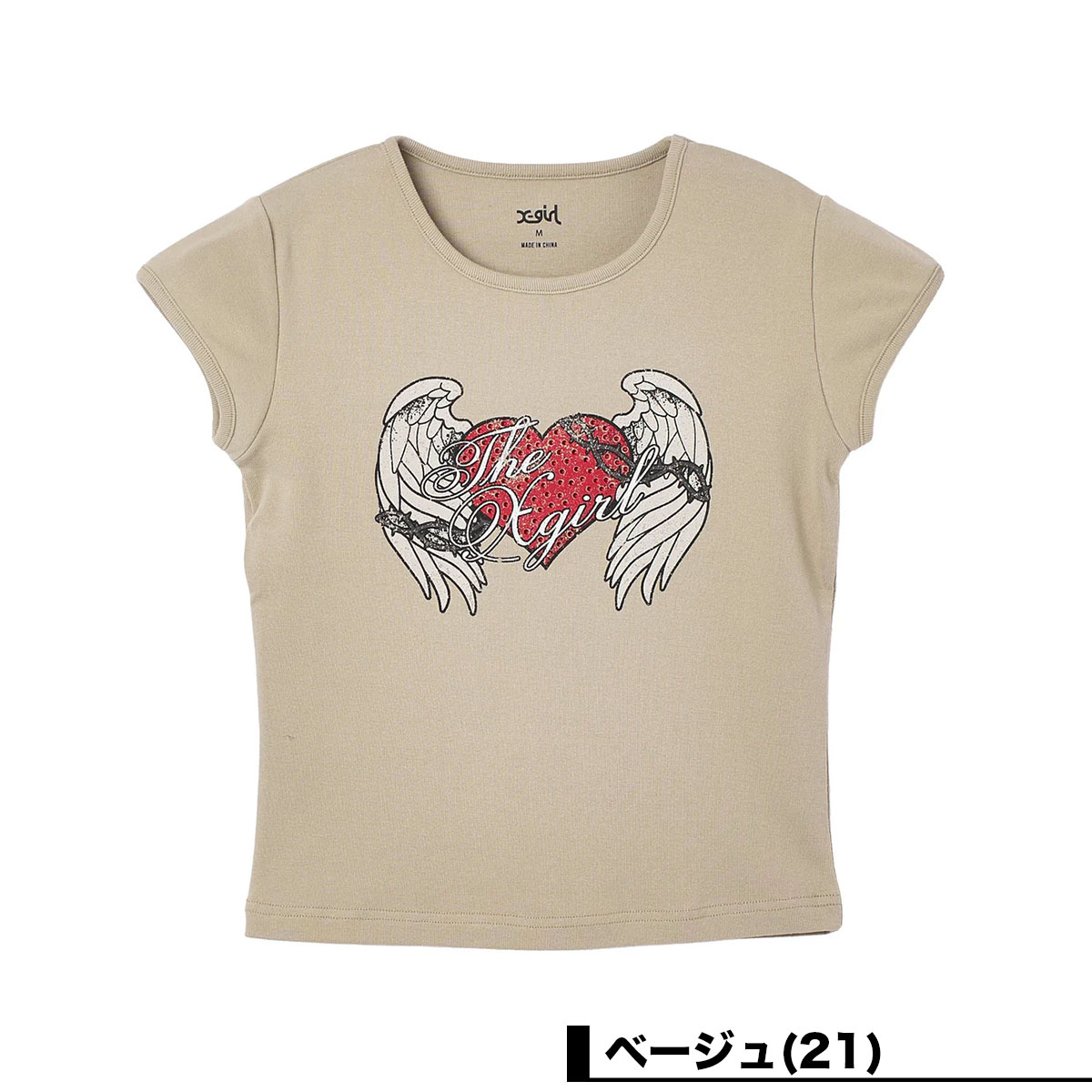 X-GIRL | RHINESTONE HEART AND WING S/S BABY TEE��105262011021��
