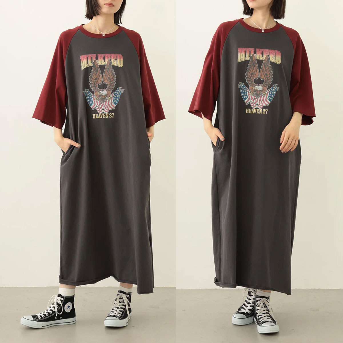 ߥ륯ե ǥ Ⱦµ T ԡ   եå 2 ONESIZE ͵֥ MILKFED. | EAGLE B/B TEE DRESS103253041001