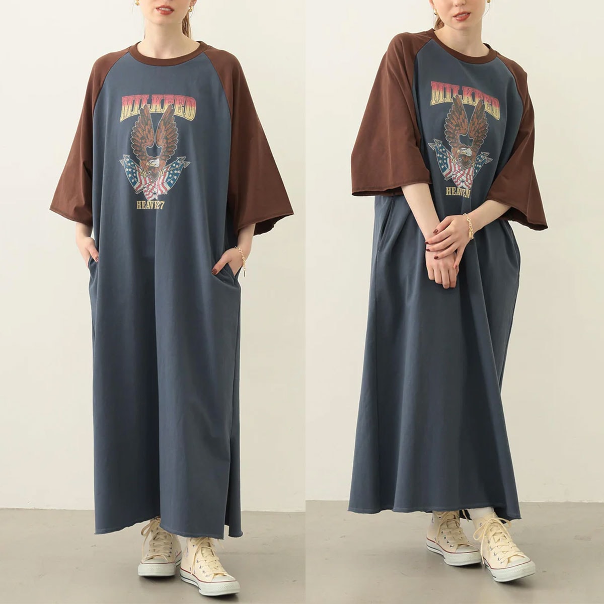 ߥ륯ե ǥ Ⱦµ T ԡ   եå 2 ONESIZE ͵֥ MILKFED. | EAGLE B/B TEE DRESS103253041001