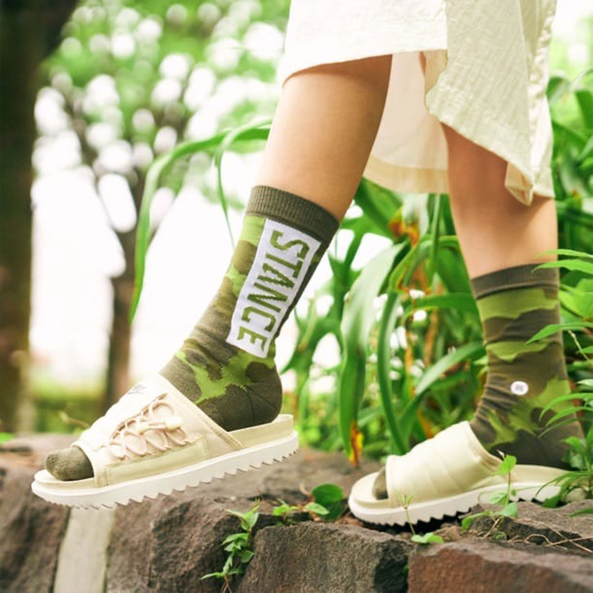 STANCE  ������ ��� ���å��� ���� ���꡼�� ����ե顼������ �ǥ����� ���� ���åȥ� ������� ��ʪ �ޥ�� L 25.5-29.0cm ���롼 | OG��M556D17OGG��