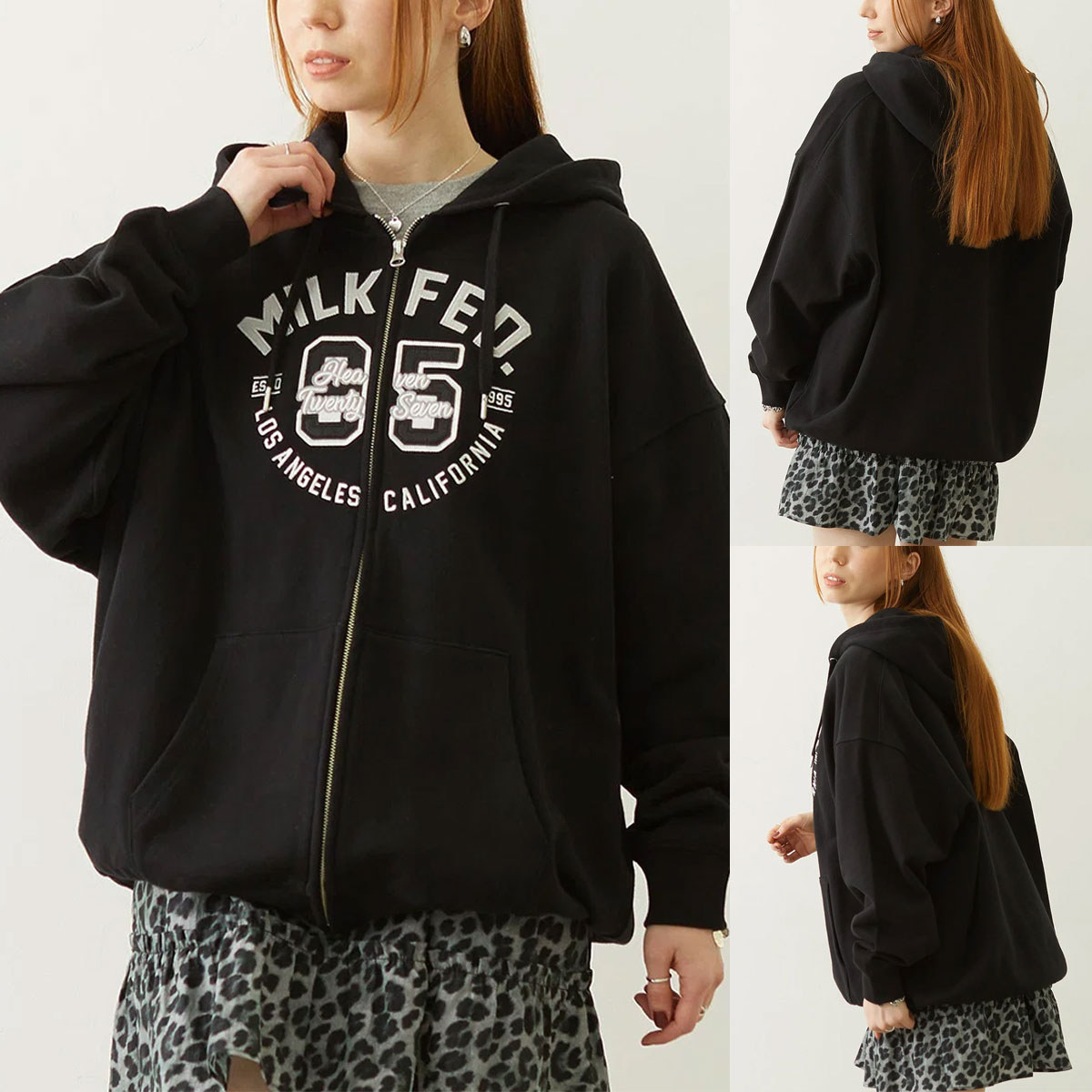 MILKFED. | COLLEGE LOGO PATCH ZIP UP HOODIE��103263012002��