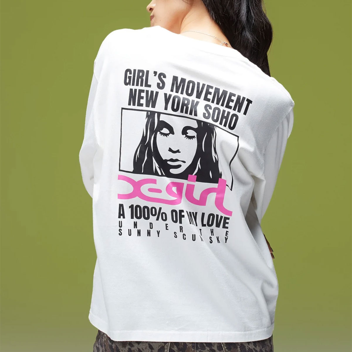 X-girl  | FACE BOX AND MESSAGE L/S TEE��105263011006��