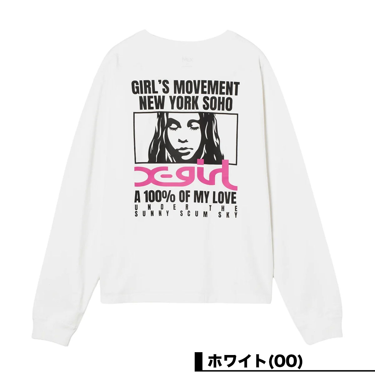 X-girl  | FACE BOX AND MESSAGE L/S TEE��105263011006��
