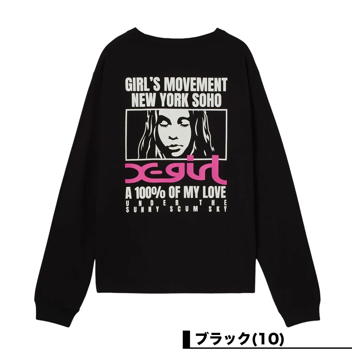X-girl  | FACE BOX AND MESSAGE L/S TEE��105263011006��