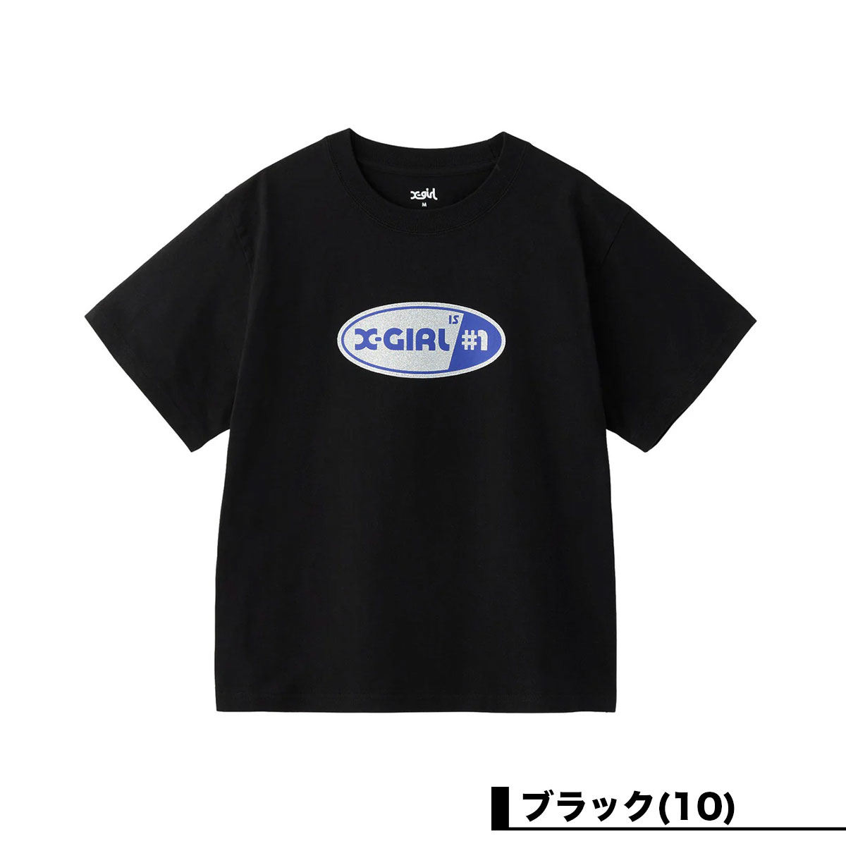 �ڿ��ե�����ۥ��å��������� ��ǥ����� ȾµT����� ���� ����ץ� ��2�� S M ���ȥ꡼�ȿ͵��֥��� X-GIRL ���� | NUMBER 1 GLITTER OVAL LOGO S/S TEE��105253011006��