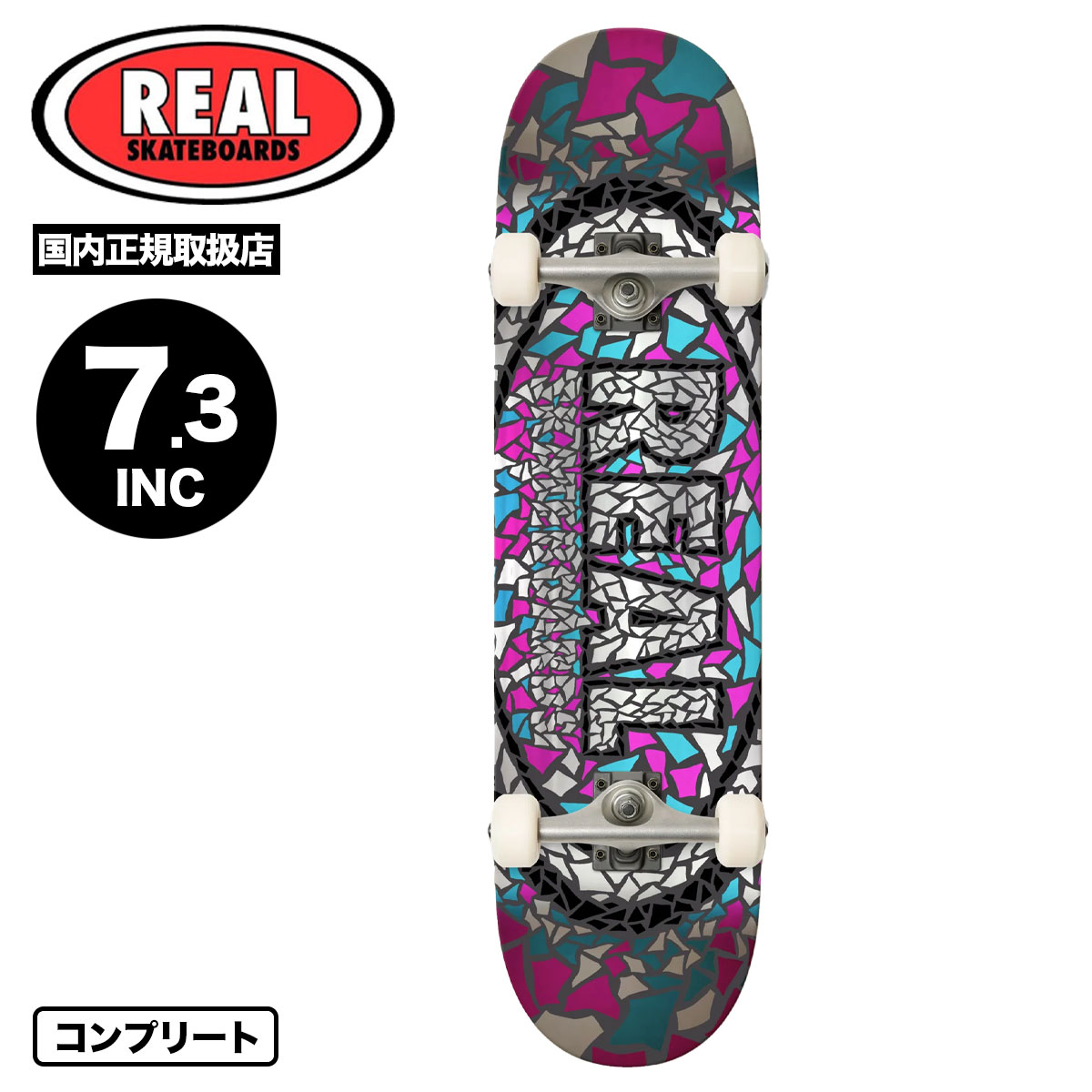 �ꥢ�� �������ȥܡ��� �����ܡ� ����ץ꡼��  7.3inc ���å� �Ҷ� �������ȥǥå� ���������� �͵��֥��� REAL SKATEBOARD | Mosaic Oval Foil��1102178508��