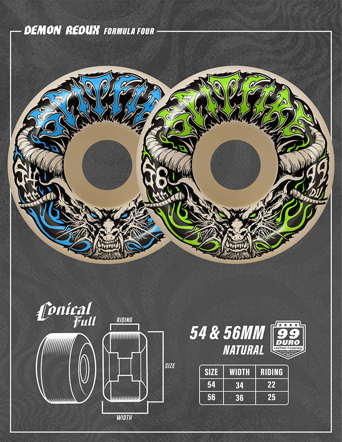 SPITFIRE WHEELS | F4 99 Demon Redux Conical Full 54 / 56mm��2111025453��