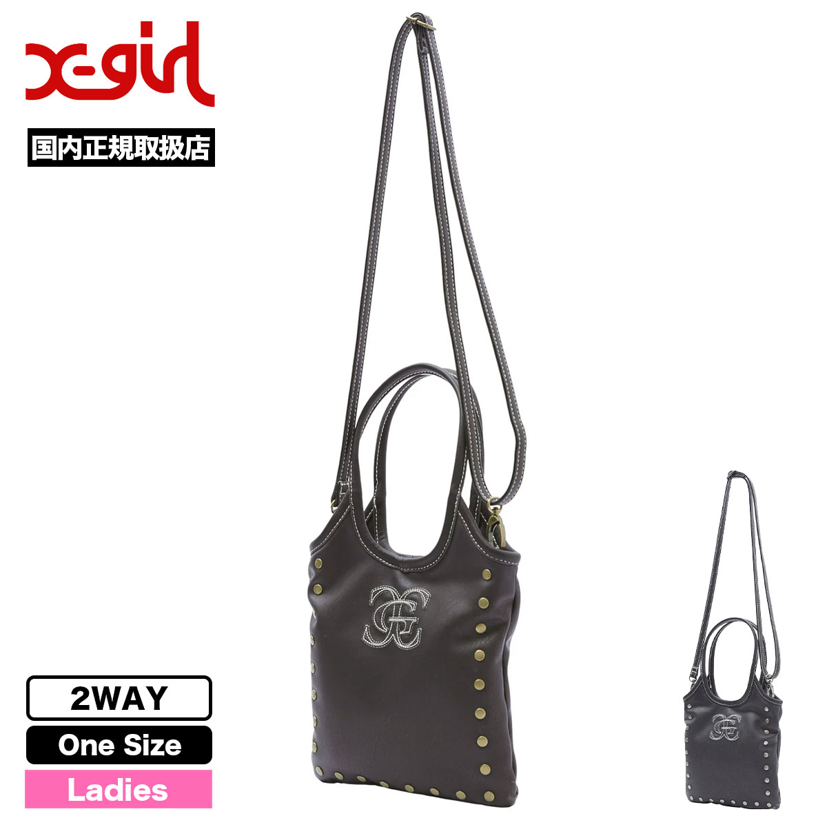 X-GIRL  | XG EMBLEM STUDDED 2WAY MINI BAG��105263053005��