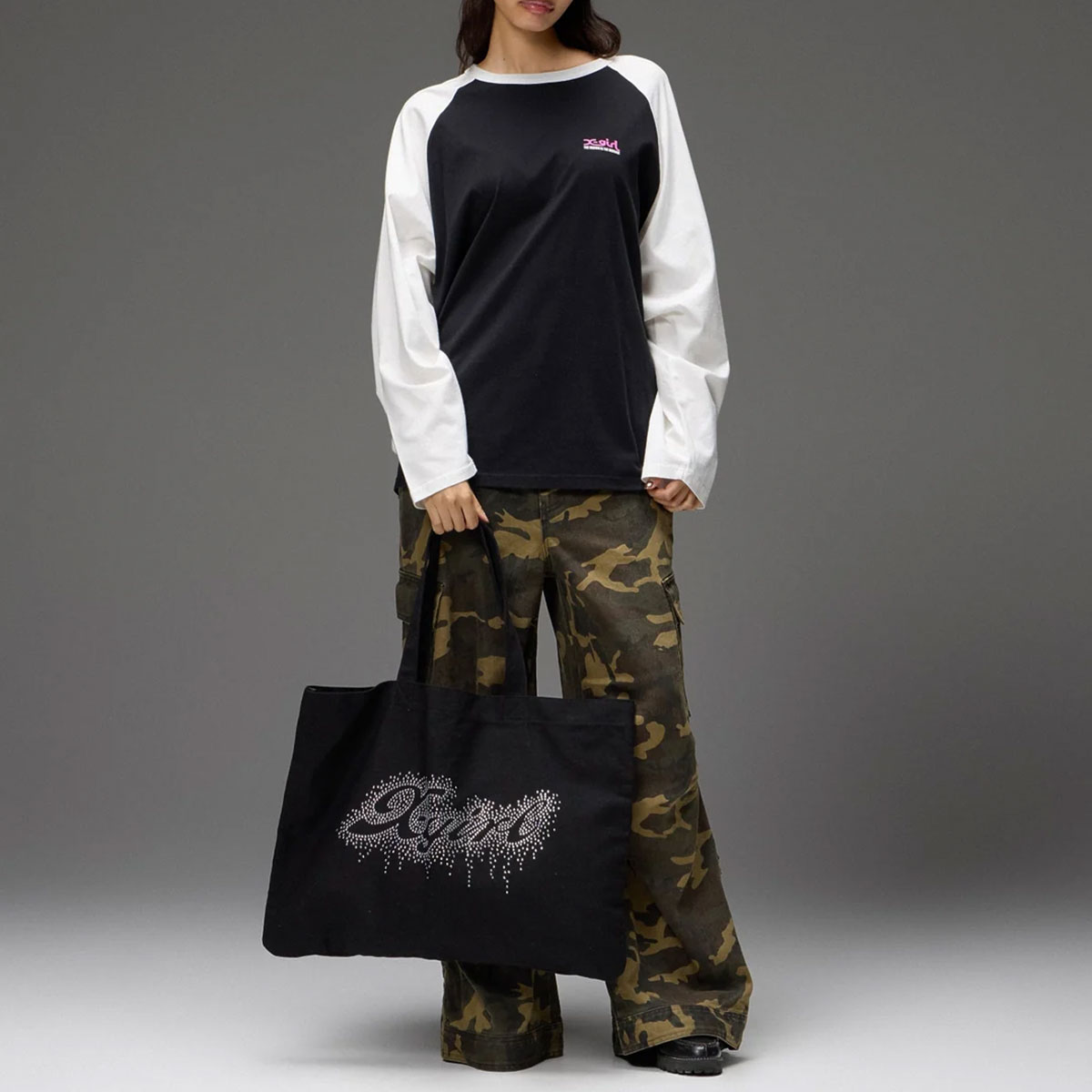 X-GIRL | RHINESTONE LOGO BIG TOTE BAG��105263053008��