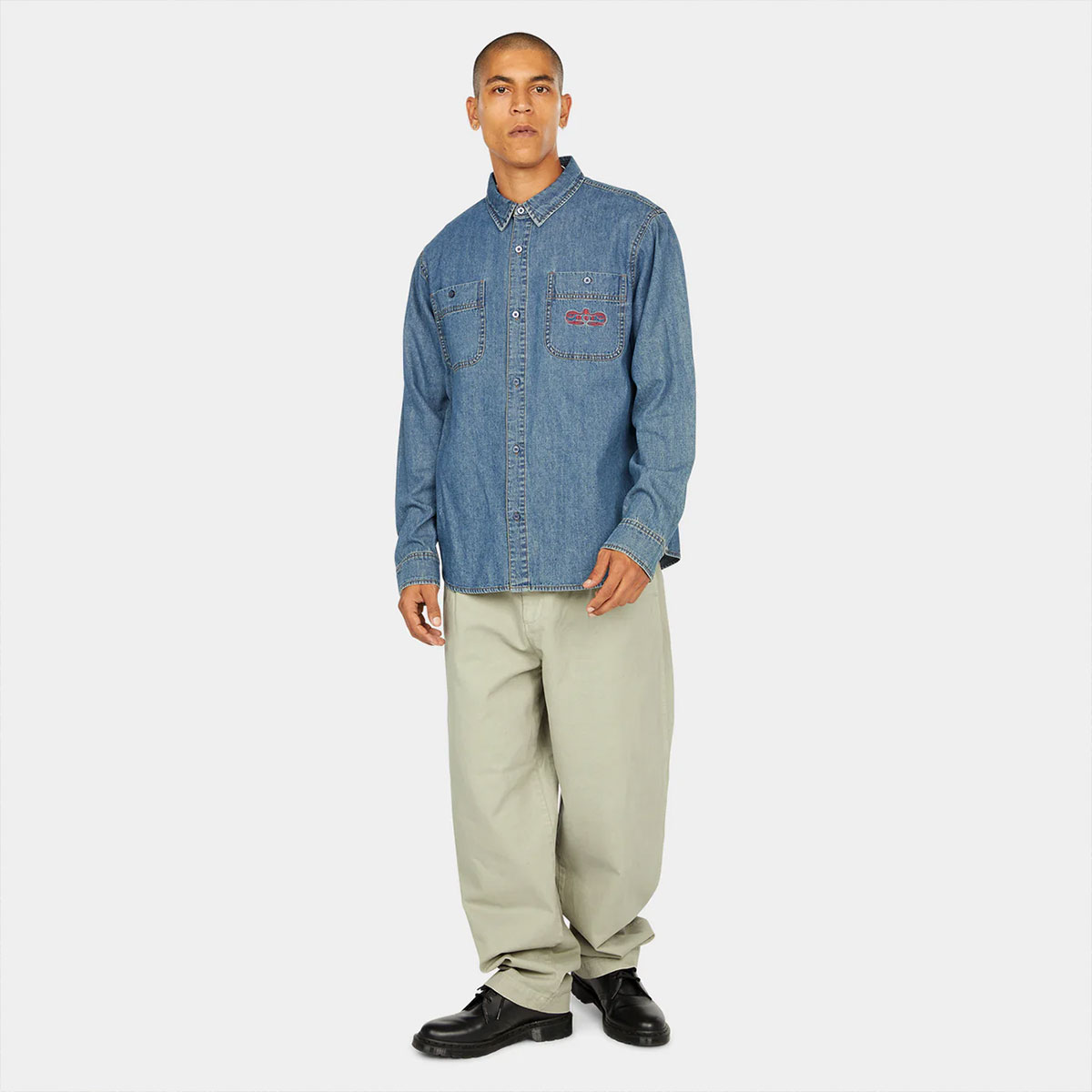 HUF �ϥ� �ǥ˥� Ĺµ����� ��� ��ǥ����� ���� �ɽ� �������ȥܡ��� ���������� �͵��֥��� ���� ���� 2025 | WORLDWIDE CLOTHIERS DENIM SHIRT��BU00255��