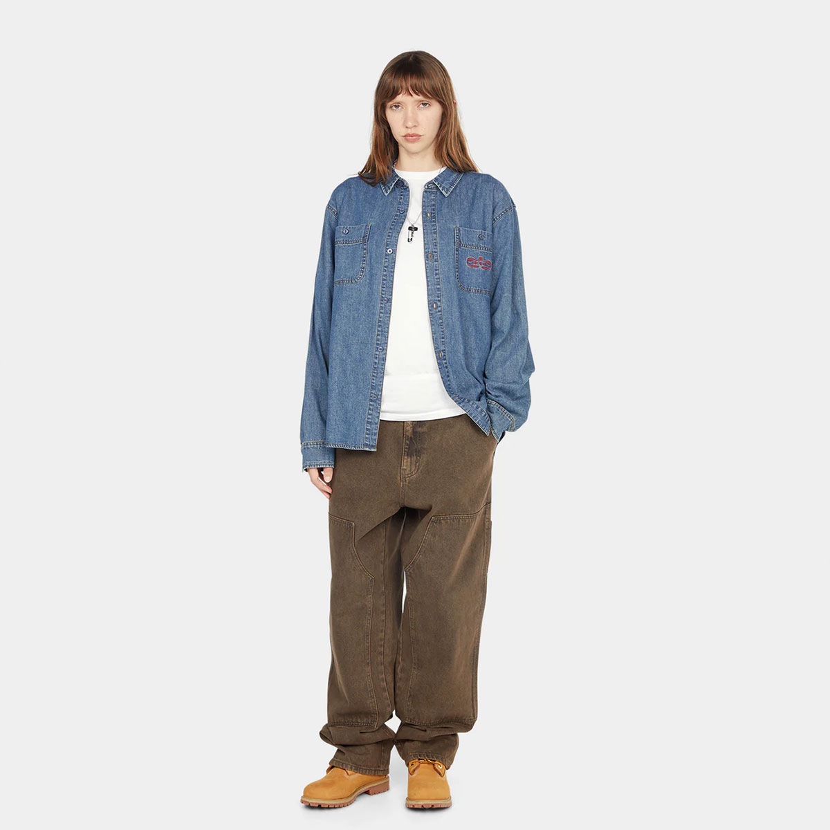 HUF �ϥ� �ǥ˥� Ĺµ����� ��� ��ǥ����� ���� �ɽ� �������ȥܡ��� ���������� �͵��֥��� ���� ���� 2025 | WORLDWIDE CLOTHIERS DENIM SHIRT��BU00255��