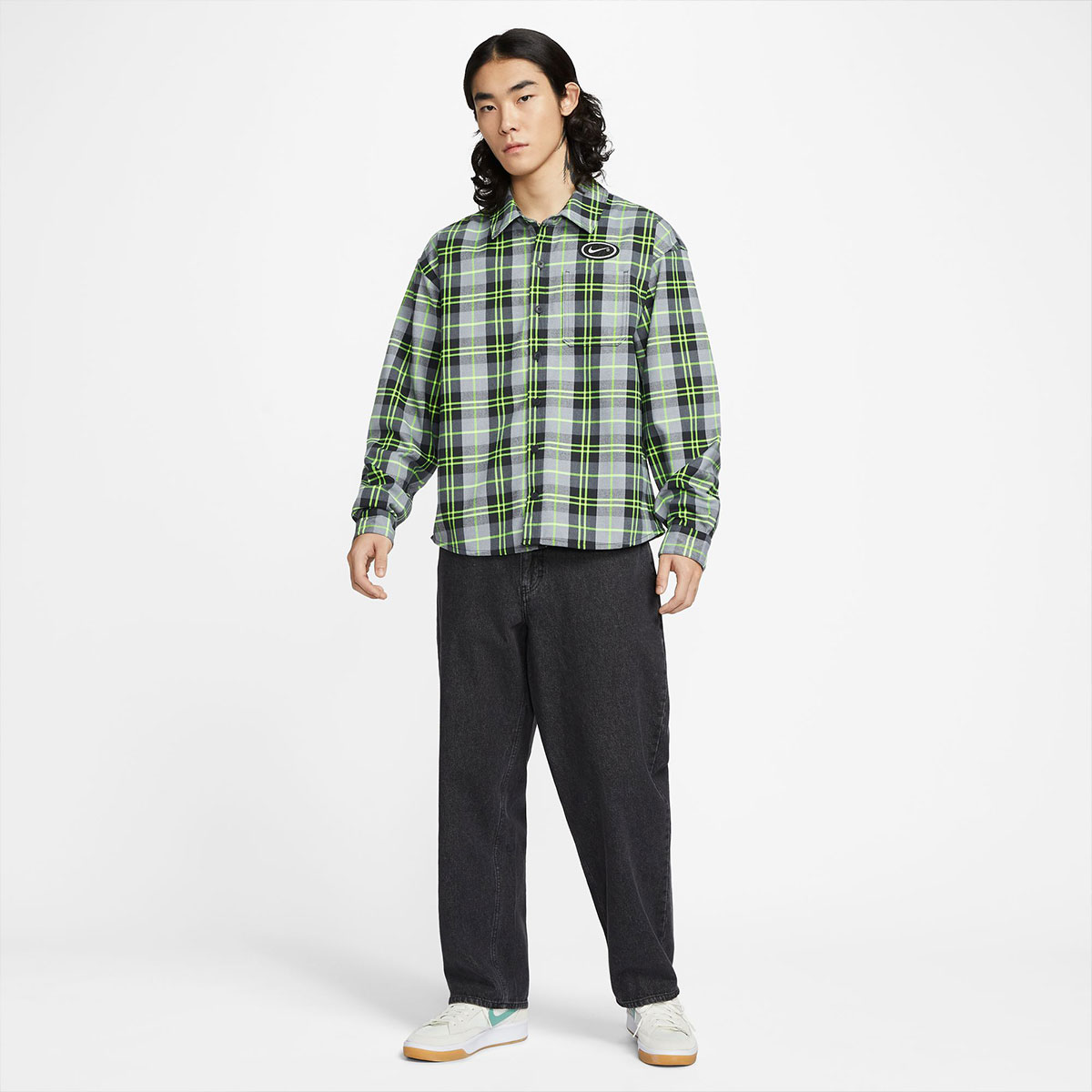 �ʥ��������ӡ� NIKE SB  Ĺµ����� ����å��������ȥ� ����� ���������⡼�����졼 M L XL 2XL �����������͵��֥��� ���̸����ǥ� | ERIC KOSTON x NIKE SB - SB FLNNL BTN UP KOS L/S TOP��HV0257-070��