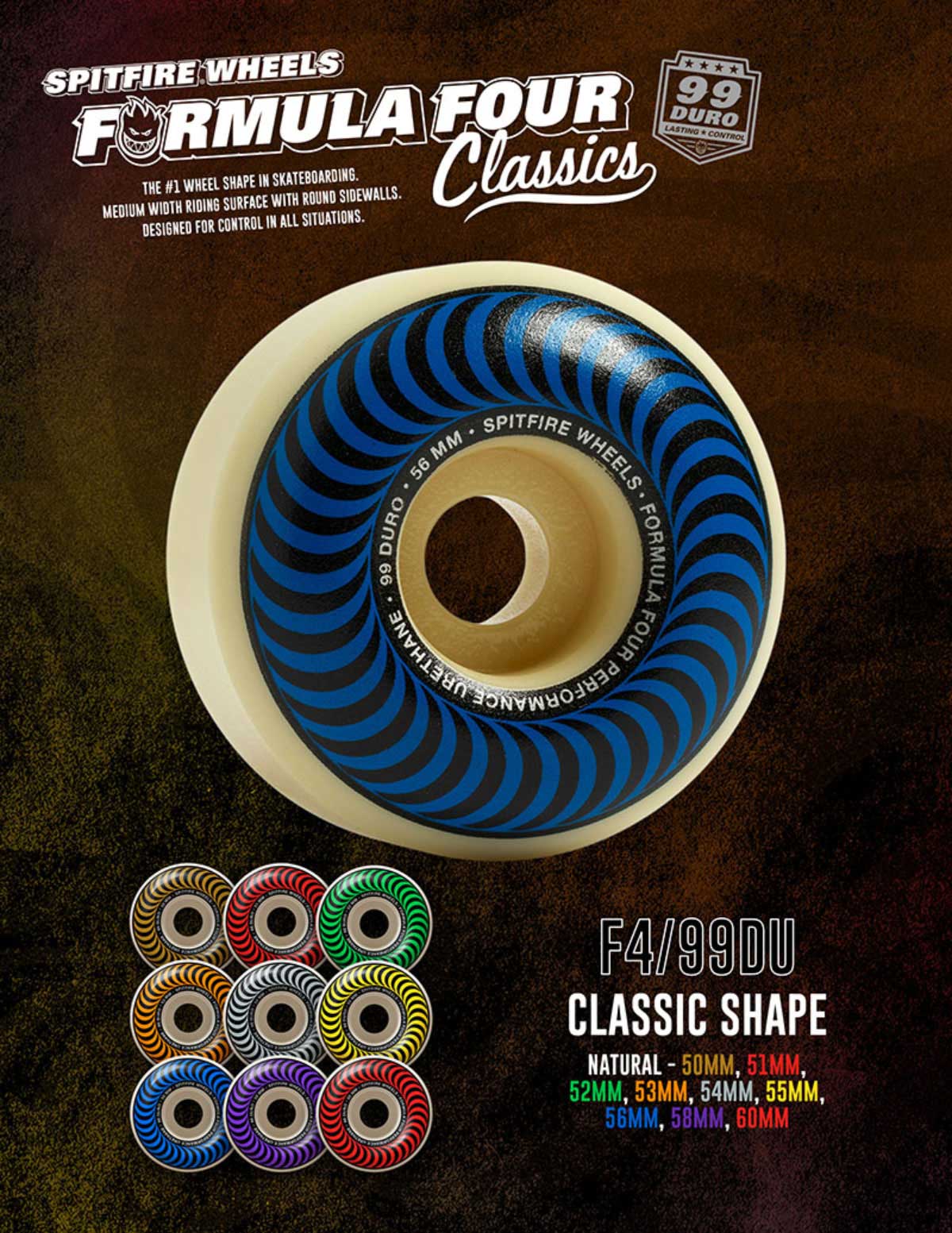 SPITFIRE WHEELS | FORMULA FOUR F4 99D CLASSIC 50 / 52 / 53 / 54mm��211101625��