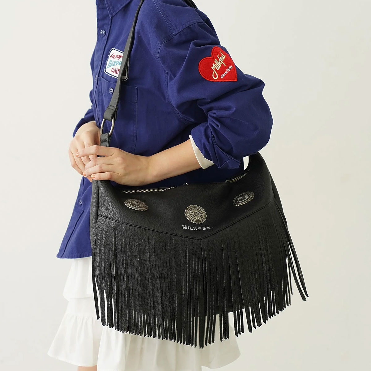 ��20%OFF ���ꥹ�ޥ�������ۥߥ륯�ե��� ��ǥ����� ���������Хå� �ե�� �ե����ʡ� ��¦��¦�ݥ��å� �͵��֥��� MILKFED. ���� ���� | FRINGE SHOULDER BAG��103251053004��