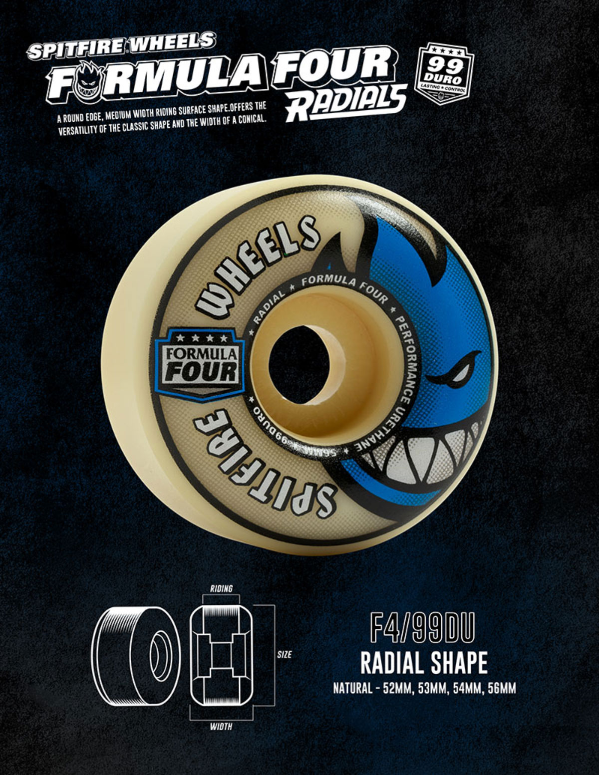 SPITFIRE WHEELS |  F4 99 RADIALS 52 / 53 / 54mm��2111002252��