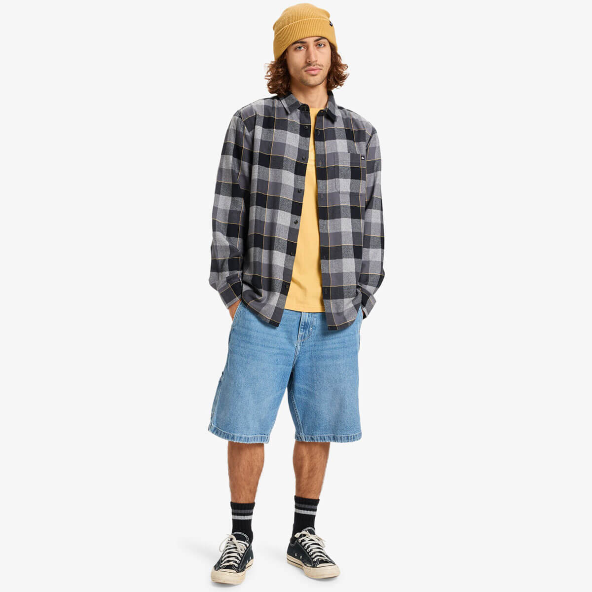 ��30%OFF ���ꥢ��󥹥�����ۥ����å�����С� ��� �ͥ륷��� Ĺµ����� �����å� �ȥåץ� �� ���åȥ� 100% ���ᥫ�� �����ե��� ���ѥ�� �͵� �֥��� | Quiksilver Motherfly Plaid��EQYWT04642��