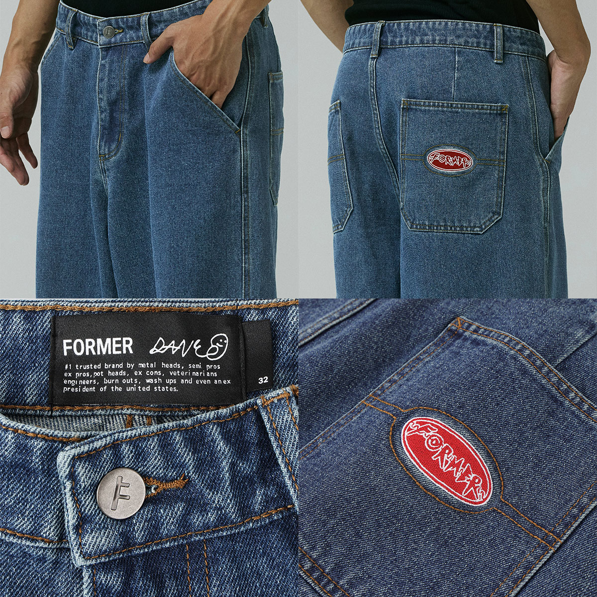 �ե����ޡ� ��� �ǥ˥�ѥ�� 30 32inchi �����ե��� �����ȥɥ� ���ȥ꡼�� �͵� �֥��� FORMER ���� | REYNOLDS FLATLINE DENIM PANT��FPA-25303��