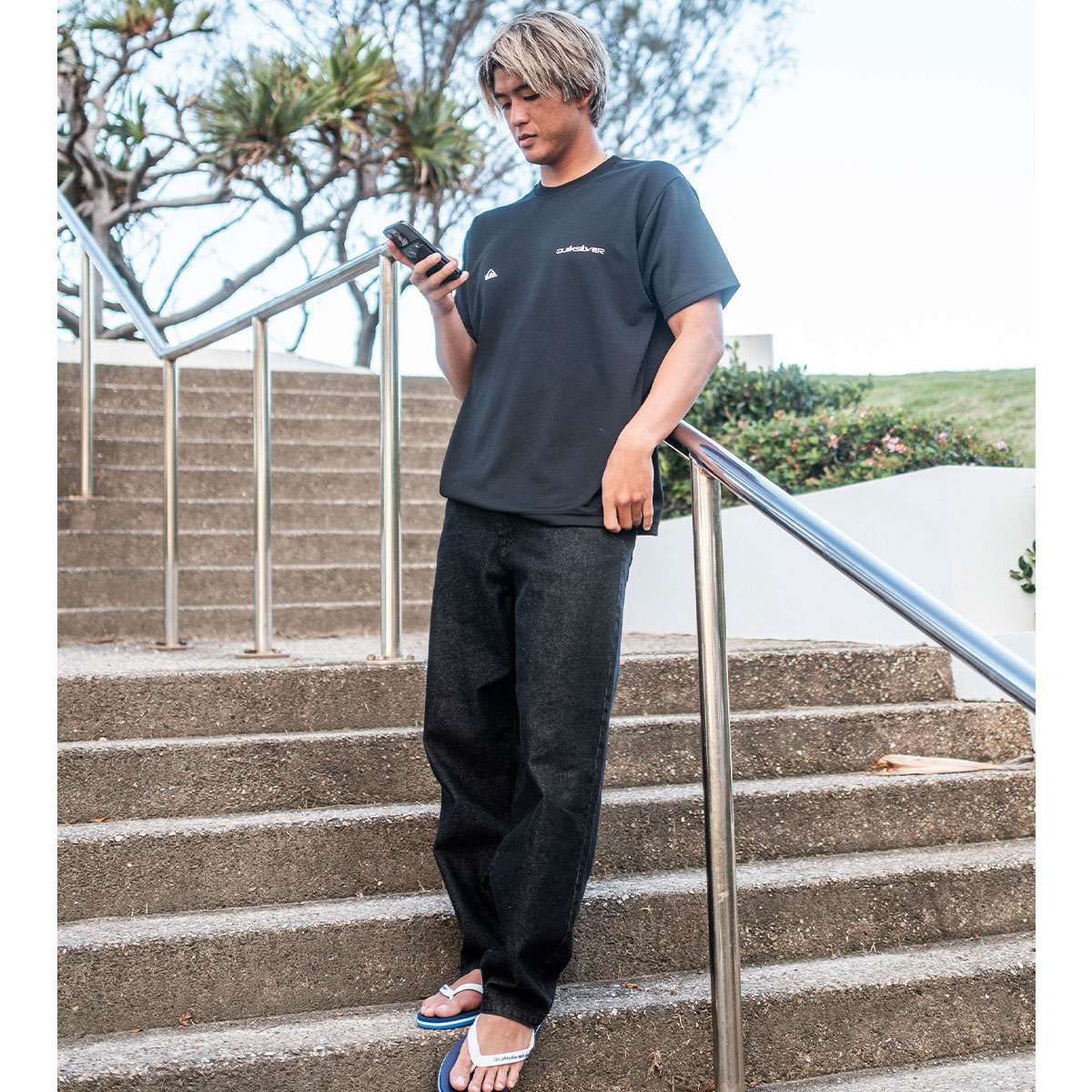 ��30%OFF ���ꥢ��󥹥������QUIKSILVER �����å�����С� ���  ������ �ǥ˥�ѥ�� �ܥȥ� ���� ���� �ɽ� ��2�� L �����ե��� �͵� �֥��� ���� | DENIM WASH PANT��QPT254006��