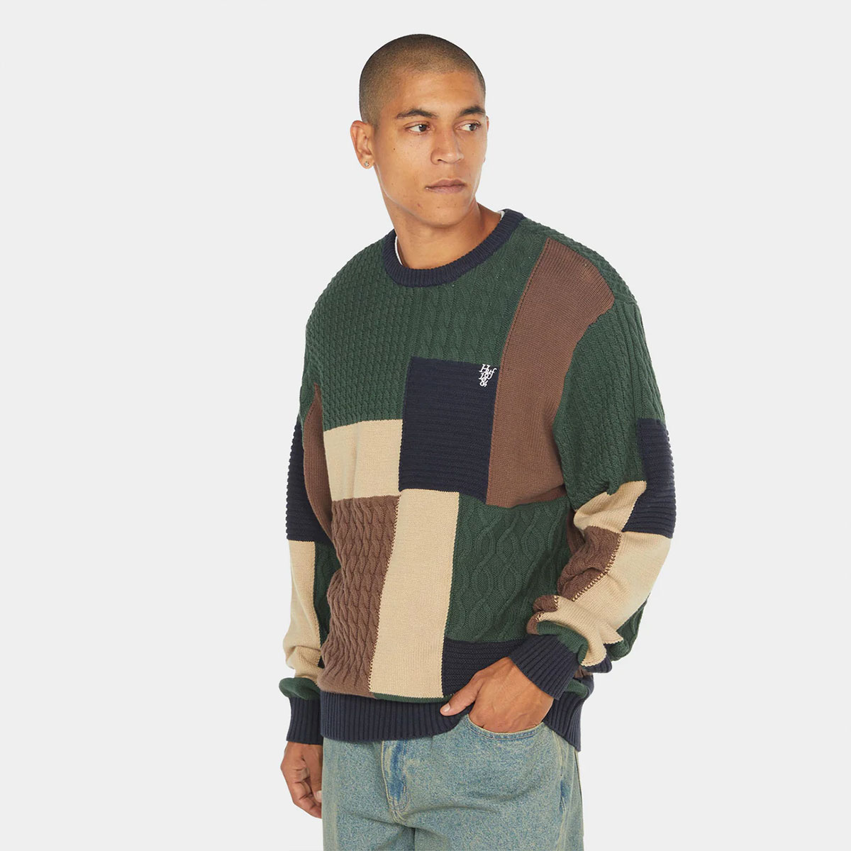 HUF �ϥ� �˥å� ���롼�ͥå��������� ��� ��ǥ����� L �������ȥܡ��� ���������� �͵��֥��� ���� ���� 2025 | COLUMBIA CABLE KNIT SWEATER��KN00572��