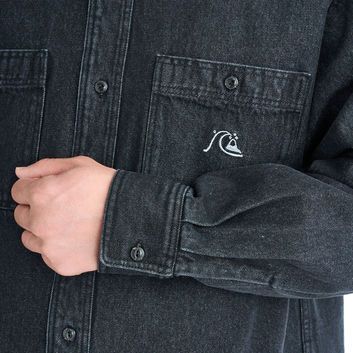 ��20%OFF ���ꥹ�ޥ��������QUIKSILVER �����å�����С� ��� Ĺµ �ǥ˥ॷ��� ���� �ɽ� �롼�����륨�å� ��2�� L �����ե��� �͵� �֥��� ���� | DENIM WASH SHIRT��QSH254003��