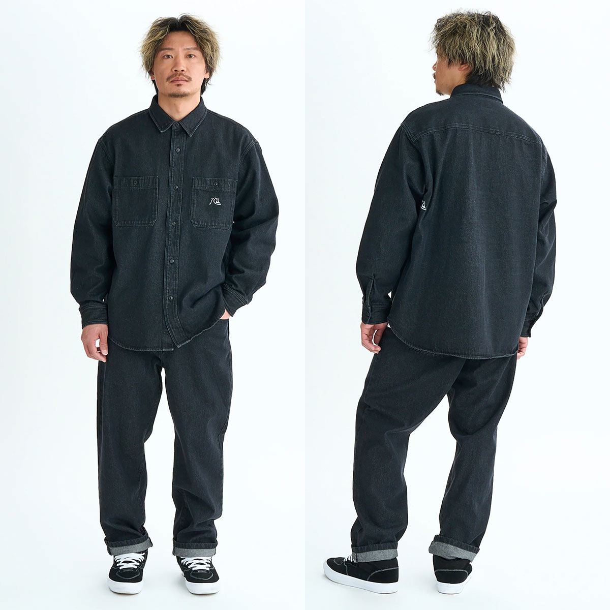 ��20%OFF ���ꥹ�ޥ��������QUIKSILVER �����å�����С� ��� Ĺµ �ǥ˥ॷ��� ���� �ɽ� �롼�����륨�å� ��2�� L �����ե��� �͵� �֥��� ���� | DENIM WASH SHIRT��QSH254003��