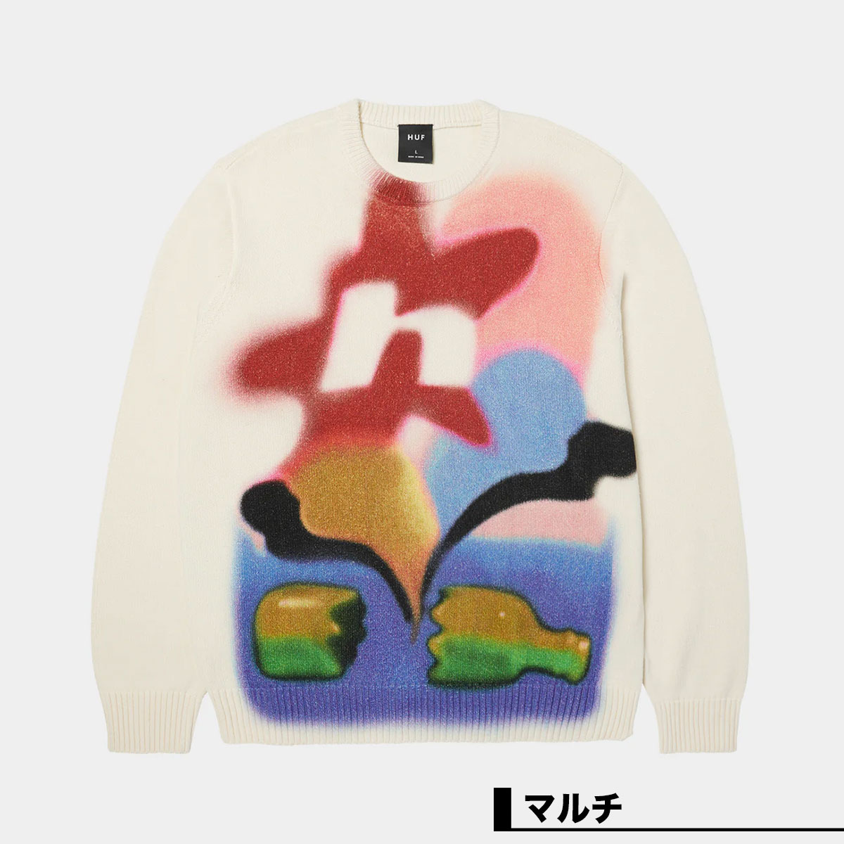 �ڿ��ե������HUF �ϥ� �˥å� ���롼�ͥå��������� ��� ��ǥ����� L �������ȥܡ��� ���������� �͵��֥��� ���� ���� 2025 | SOFT FOCUS CREWNECK SWEATER��KN00573��