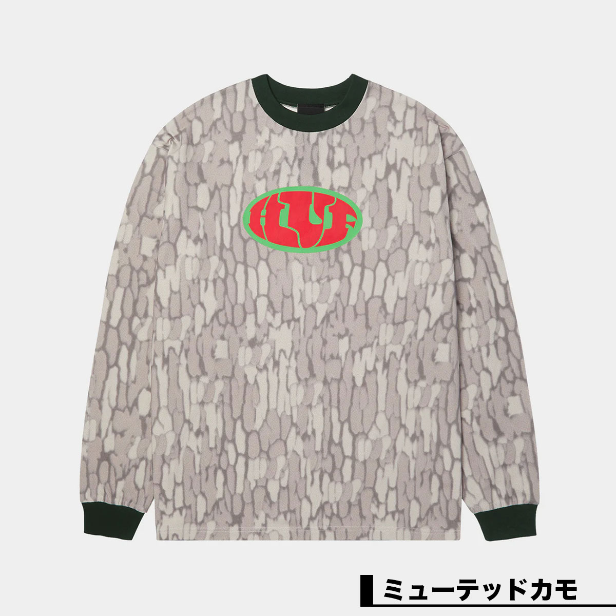 HUF �ϥ� �˥å� ���롼�ͥå��������� ��� ��ǥ����� ������ �������ȥܡ��� ���������� �͵��֥��� ���� ���� 2025 | WARPED CAMO LS KNIT TOP��KN00576��