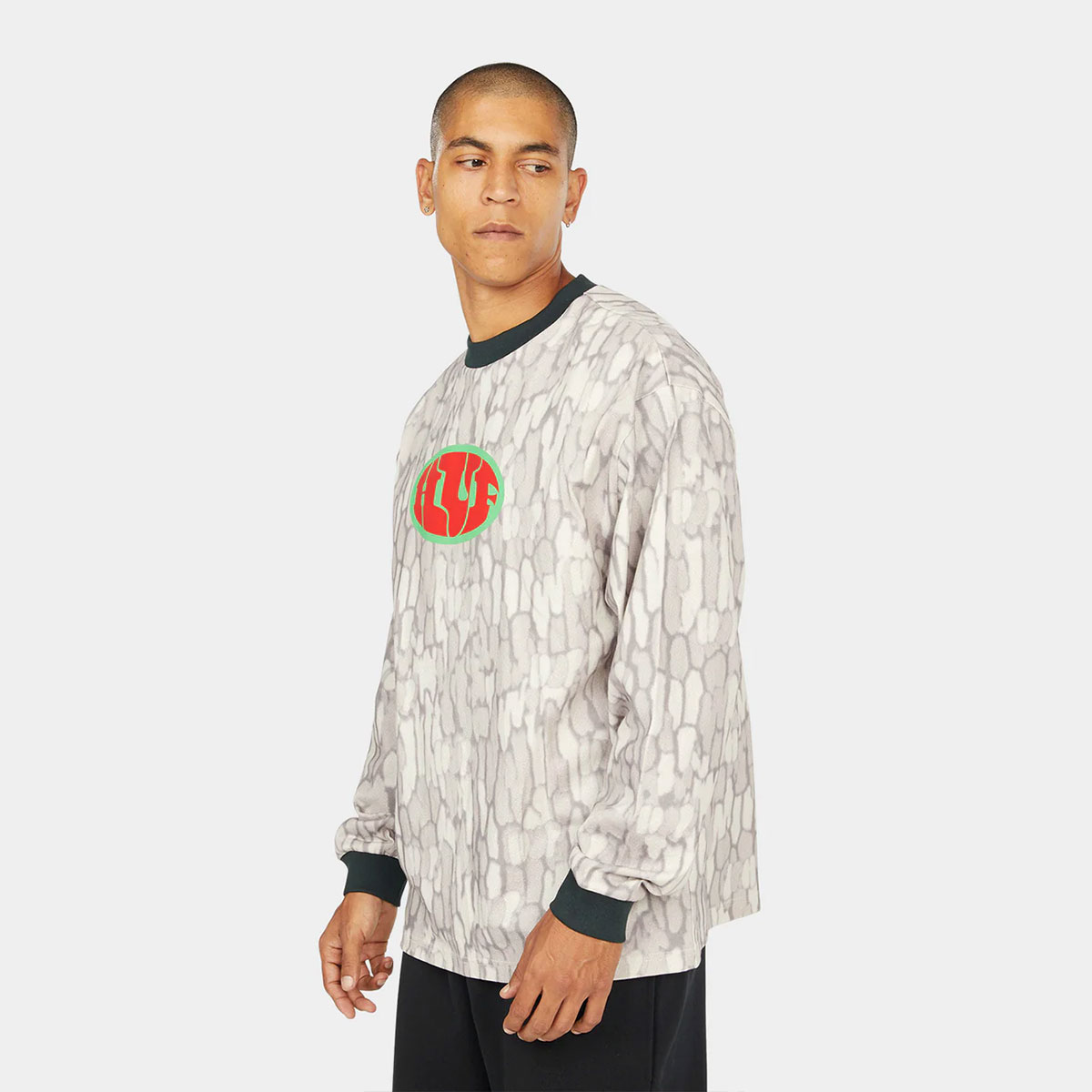 HUF �ϥ� �˥å� ���롼�ͥå��������� ��� ��ǥ����� ������ �������ȥܡ��� ���������� �͵��֥��� ���� ���� 2025 | WARPED CAMO LS KNIT TOP��KN00576��