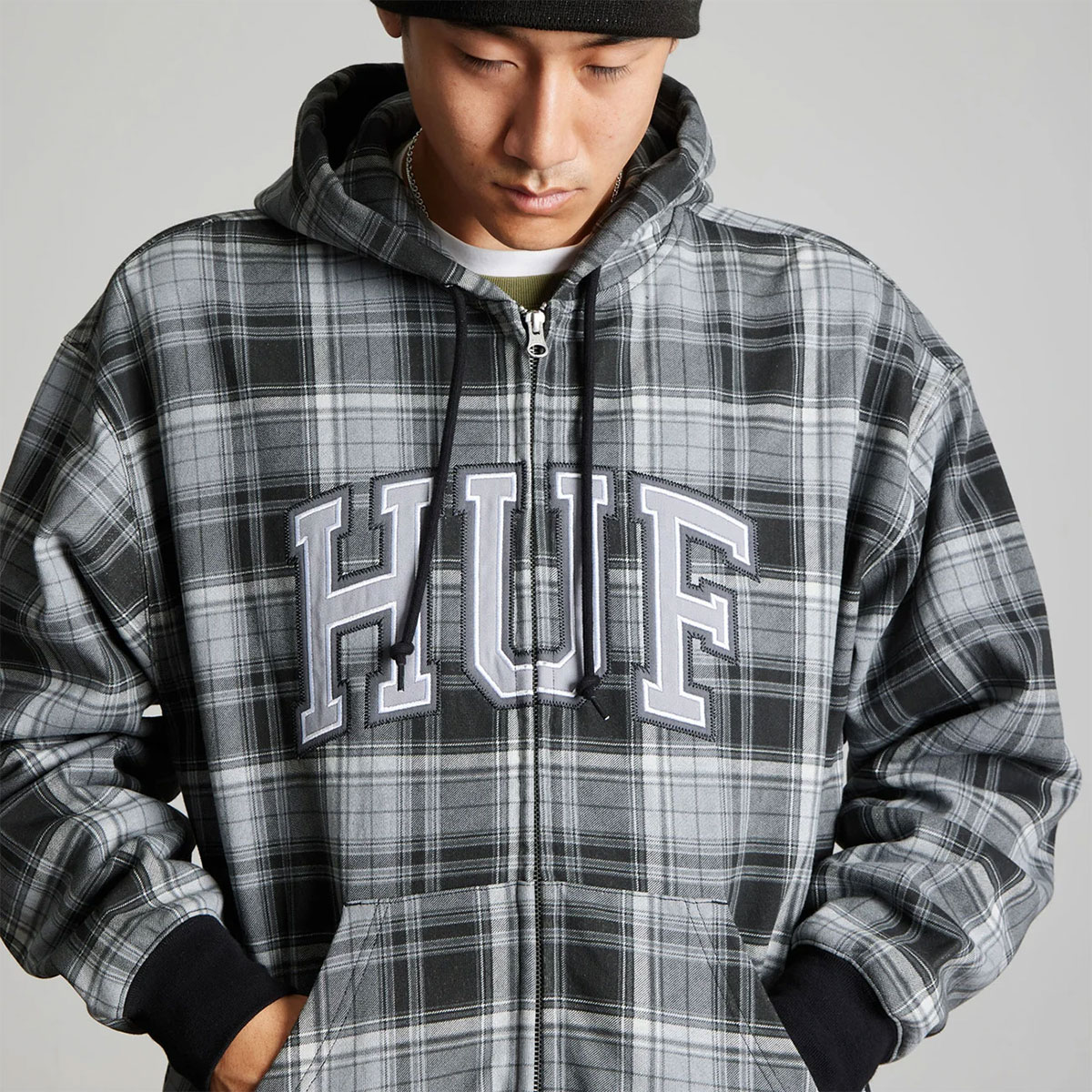 HUF  | ARCH PLAID FULL ZIP HEAVYWEIGHT HOODIE��FL00258��